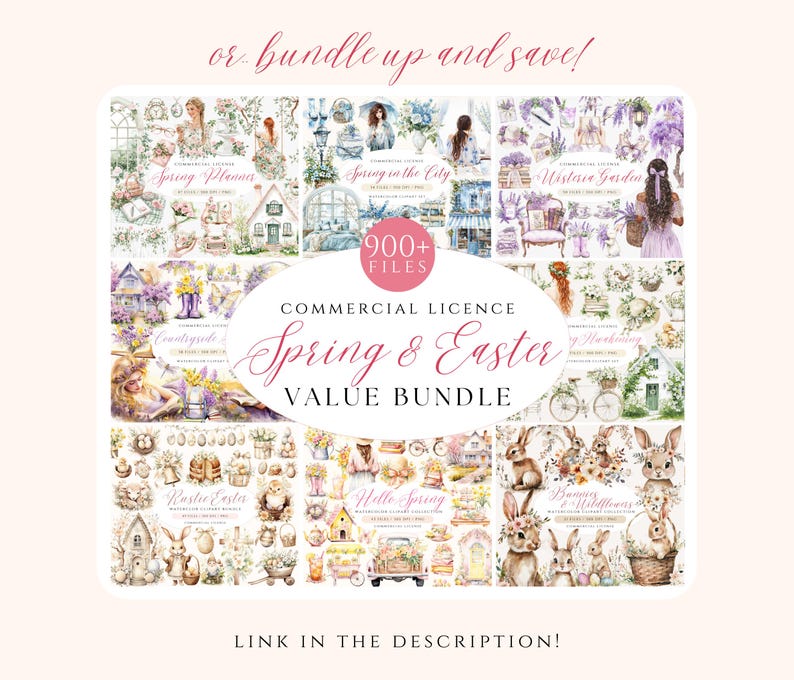 Watercolor Easter Bunny Clipart: Vintage Pastel PNG (Digital Download) image 6