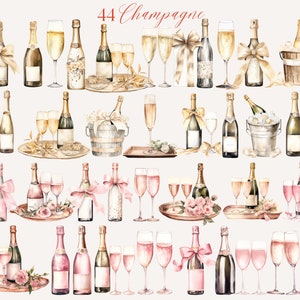 400+ Watercolor Cocktail Clipart Bundle: Mocktail, Champagne, Wine, Beer PNG image 4