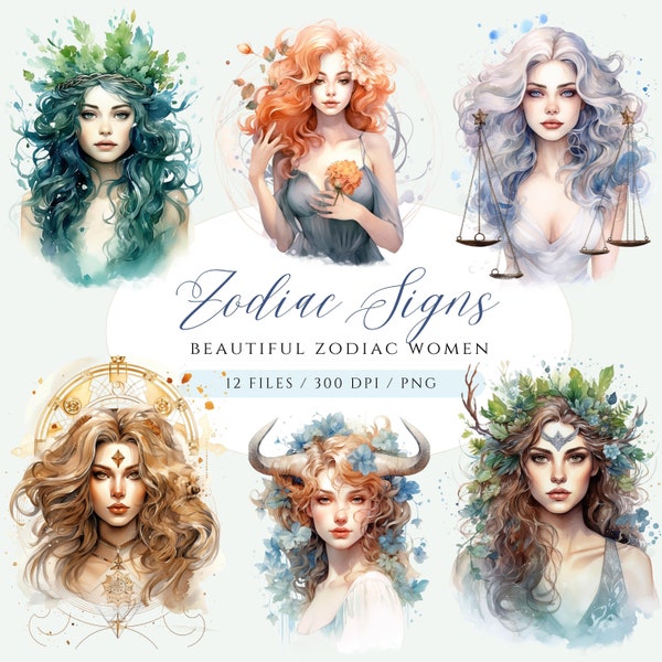 Zodiac Sign Clipart, Beautiful Mythical Women Clipart, Zodiac Clipart, Beautiful Women Clipart, Horoscope Clipart, Beautiful Creatures