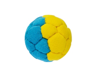 Footbag (bolsa hacky sack) 32 paneles amarillo/celeste ref. 934