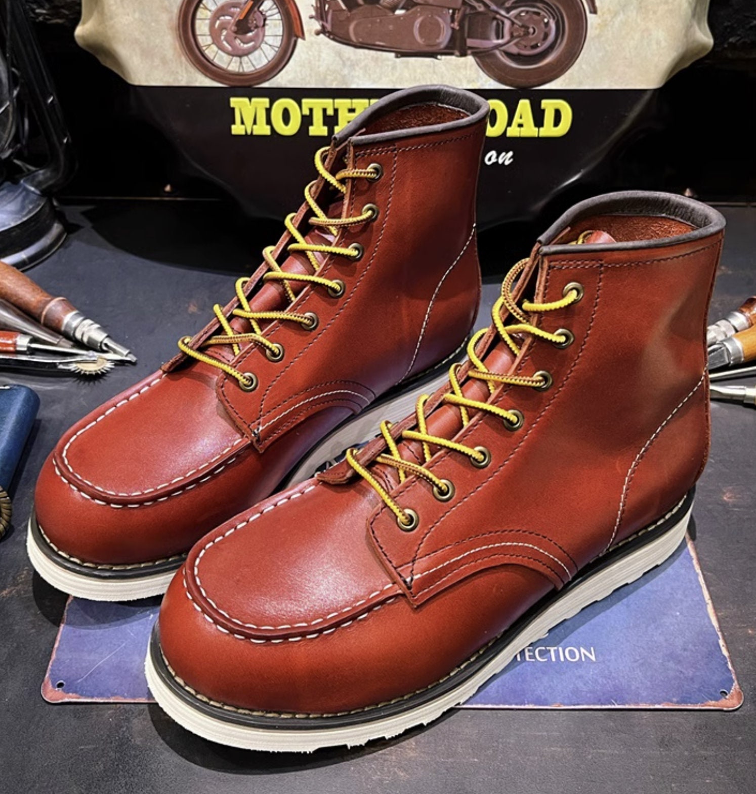 RAGE WILD ORIGIN GOODYEAR HORSE LEATHER MOTORCYCLE BOOTS GOLDEN SUN main image 0