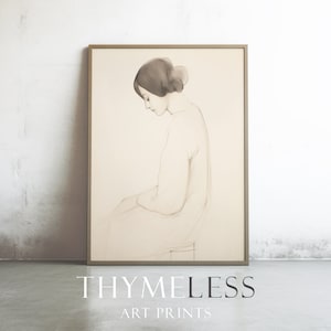 Lady sitting, Portrait sketch, Drawing, Pencil art, Vintage inspired, Digital art print, printable, download, large wall art, 1910s style