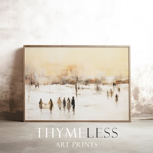 Winter evening, Oil painting, Vintage inspired, Digital art print, printable, download, large wall art, abstract, impressionist, winter
