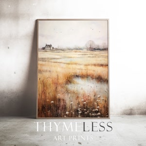 Autumn fields, Oil painting, Vintage inspired, Digital art print, printable, download, large wall art, countryside, impressionist
