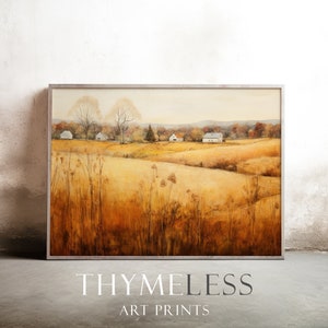 Autumn countryside, Oil painting, Vintage inspired, Digital art print, printable, download, large wall art, countryside, impressionist