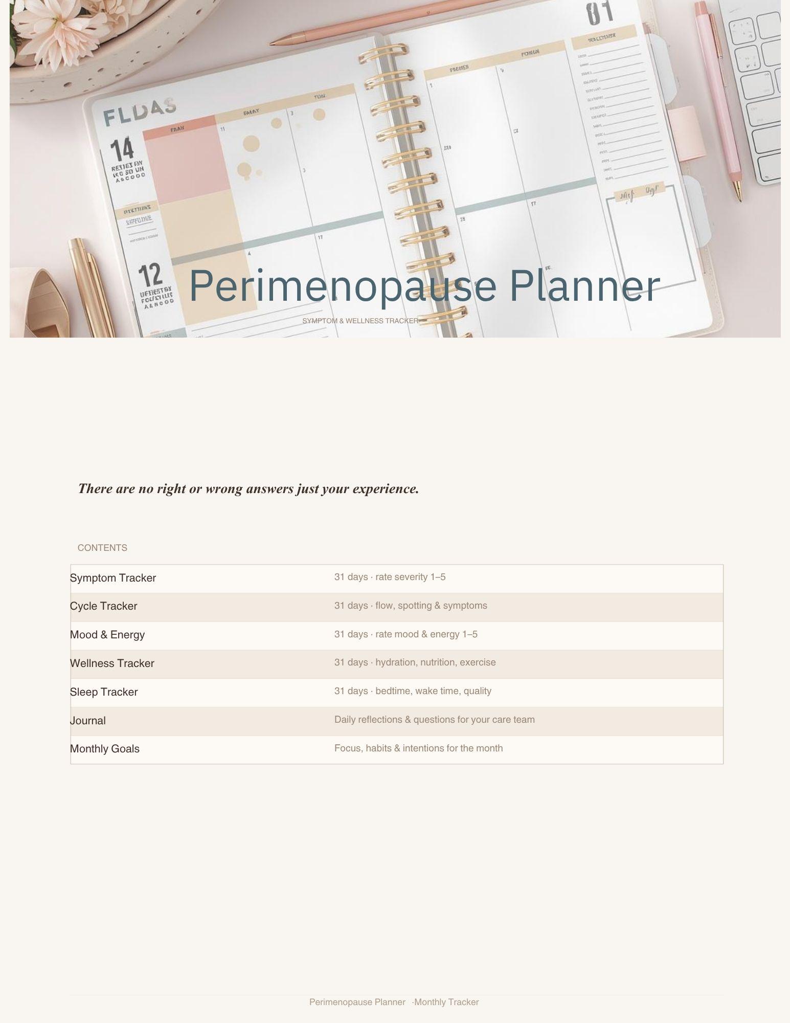 Perimenopause Planner Printable PDF | Symptom Tracker | Menopause ...