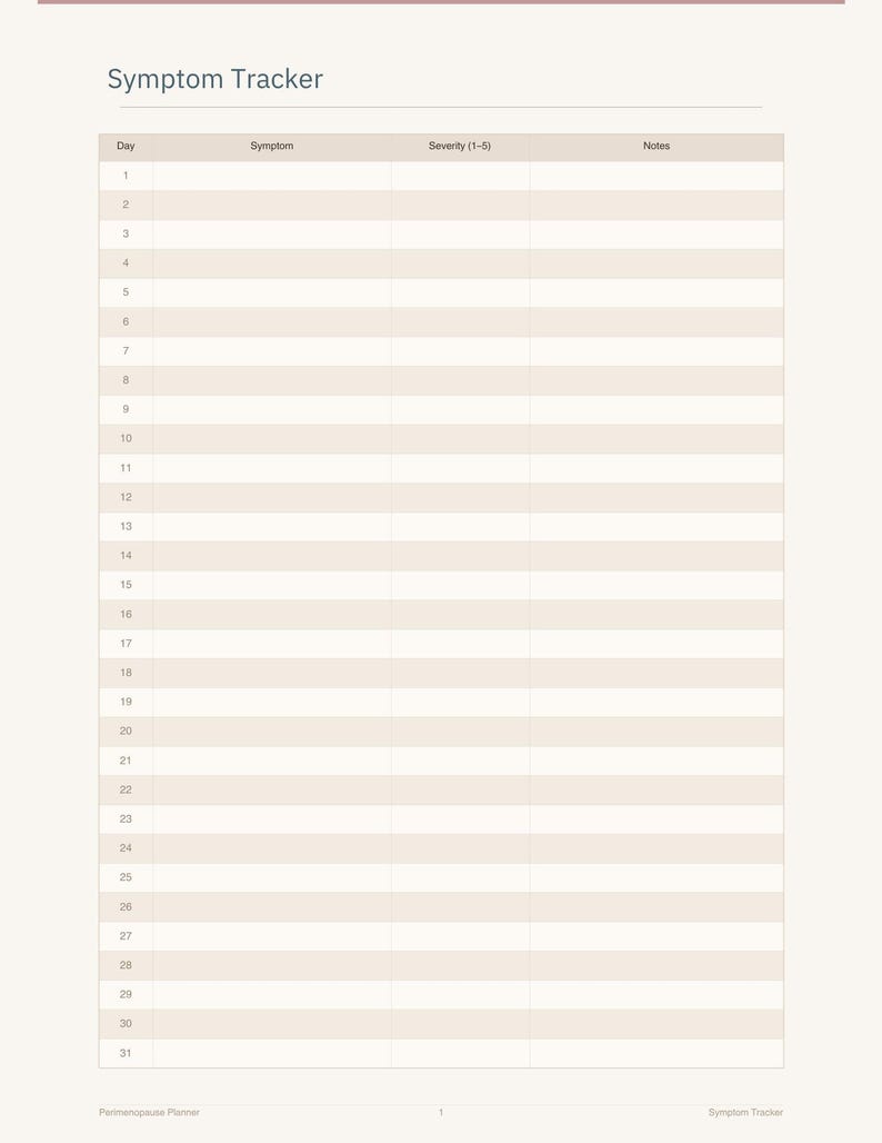 Perimenopause Planner Printable PDF | Symptom Tracker | Menopause ...