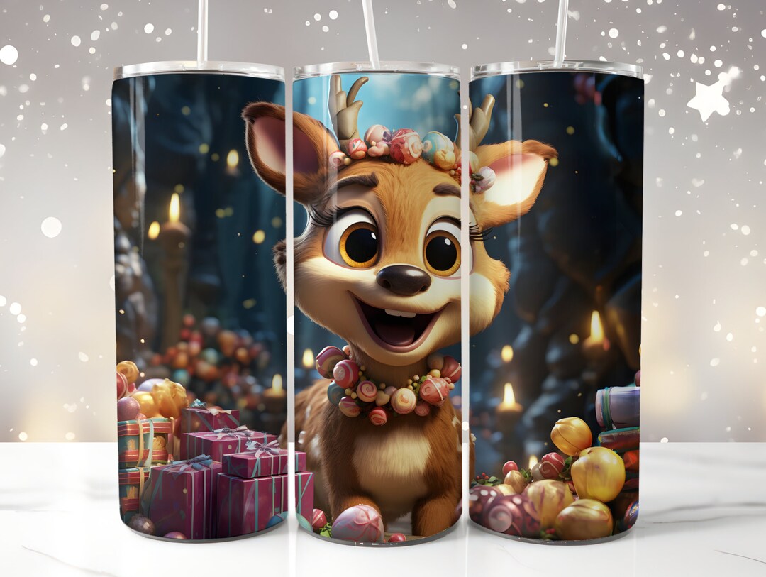 Christmas Reindeer 20 Oz Skinny Tumbler Sublimation Design Digital ...