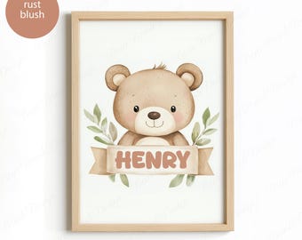 Personalized Nursery Name - Custom Name Nursery Print - Custom Name Wall Art for Baby Room - Printable Custom Baby Animal Nursery Wall Art
