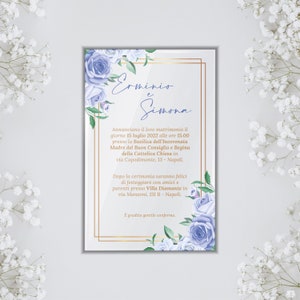 Faire-part de mariage en plexiglas transparent
