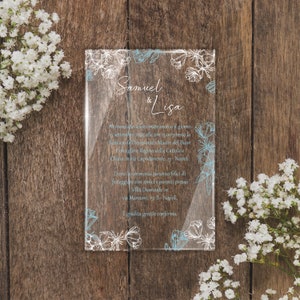 Faire-part de mariage en plexiglas transparent