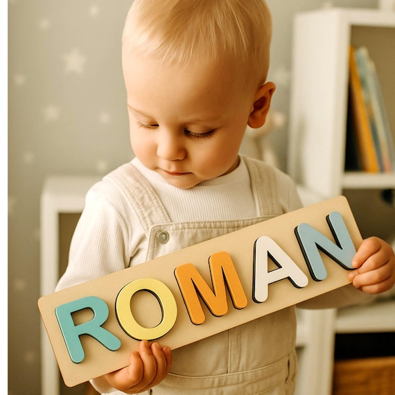Name Puzzle 1st Birthday Gift Personalized Busy Board Baby Boy
