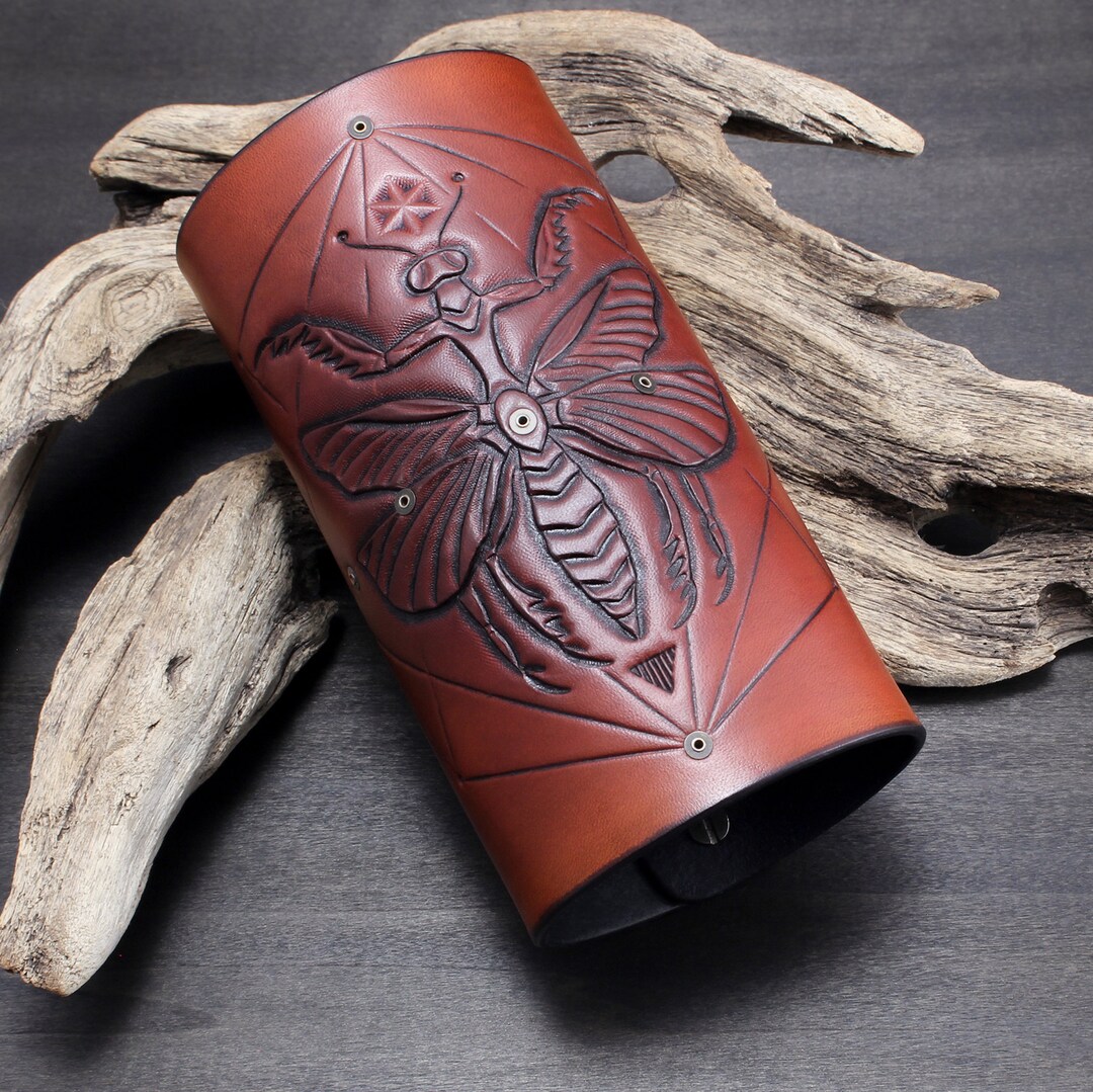 Praying Mantis Leather Incense Case. Mahogany Leather Incense Etsy