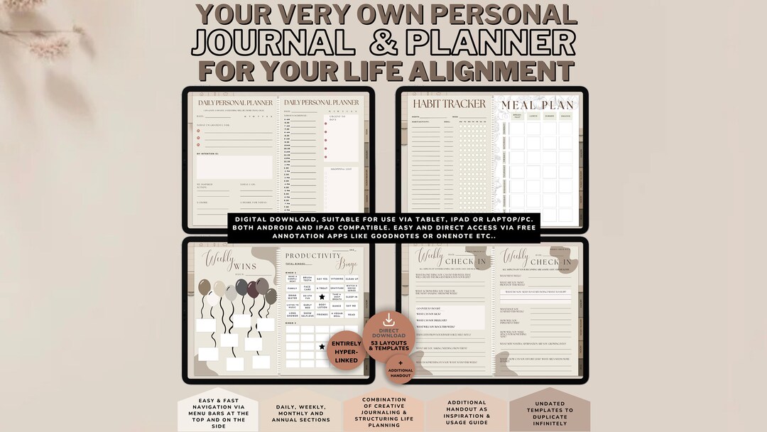 Digital Planner 2024 2025 Undated iPad Planner Goodnotes Planner ...