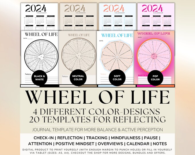 Life Wheel Balance Editable and Printable | Canva Editable Wheel of ...