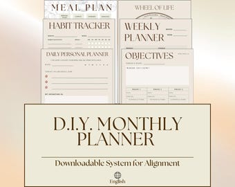 Planner voor zelfontdekking met een ziel | Warm neutraal digitaal dagboek | Ongedateerde pdf met affirmaties, maanfasen, menstruatiecyclus en levensregistratie