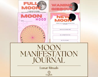 Maanmanifestatieplanner – Roze/Oranje | Maandagboek Werkboek | Volle en Nieuwe Maan Rituelen | Printbare digitale download