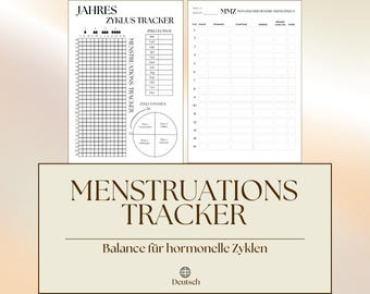 Menstruatie- en hormoontracker – Zwart-wit minimalistisch | Printbaar cyclusdagboek / ovulatielogboek | Digitale PDF-download in A4- en A5-formaat