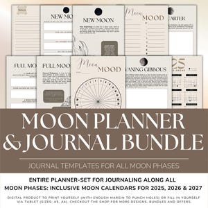 2025 Moon planner, Moon calendar, moon calendar, 2025 moon calendar, Witchy planner, astrology journal, astrology planner, astrology journal