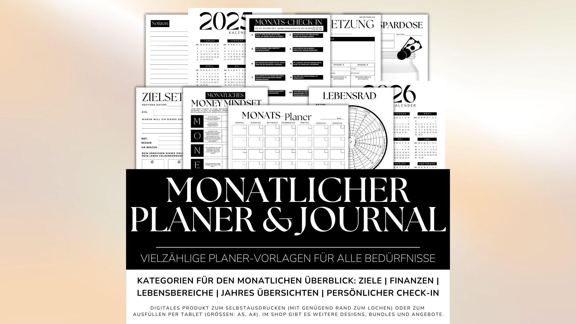 Monthly Planning Template Daily Weekly Reflection | Monthly Reflection | 2025 2026 2027 | Self-Reflection | Instant Download
