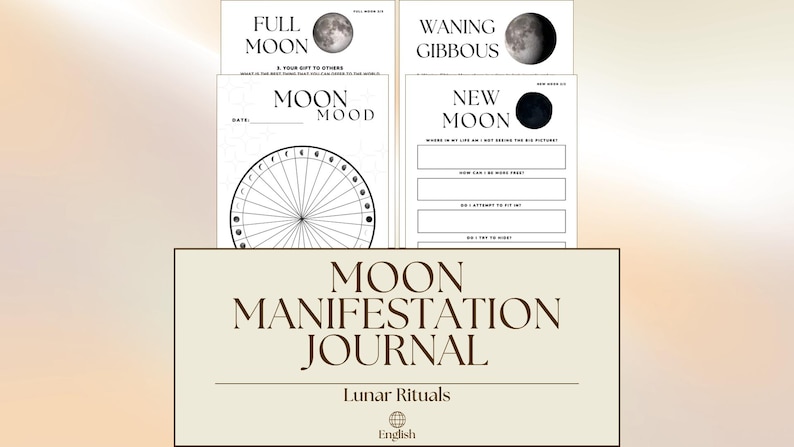 Minimalist Moon Planner – Black / White Lunar Journal | Printable ...