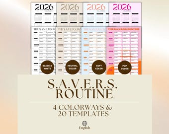 Miracle Morning Journal – Printbare SAVERS Routine & Dagelijkse Gewoonte Tracker | Digitale PDF in 4 kleuren | Ochtendplanner voor persoonlijke groei