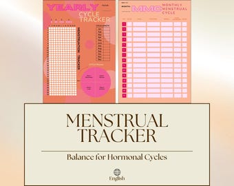 Cyclus- en hormoonbalansplanner – Roze/Oranje | Menstruatiedagboek/stemmingsmeter | Digitale PDF | A4 A5 Letter printbaar
