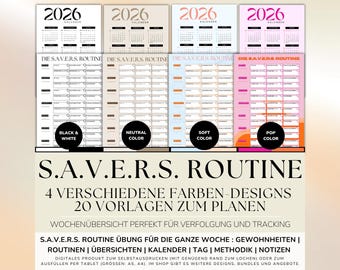 Miracle Morning Journal 2026 – Printbare SAVERS Routine & Dagelijkse Gewoonte Tracker | Digitale PDF in 4 Kleuren | Ochtendplanner voor Zelfontwikkeling