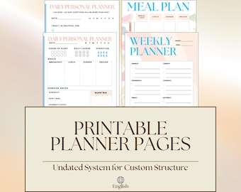 Complete planner- en dagboekbundel – Pastel Lente | Printbare dag-, week- en doelenpagina's zonder datum | Digitale PDF A4 A5 Letter download