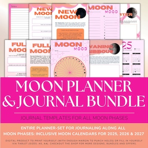 2025 Moon Phase Planner Moon Phase Yearly Astrology Planner Moon Journal Moon Workbook Full Moon Ritual Moon Manifestation Law of Attraction