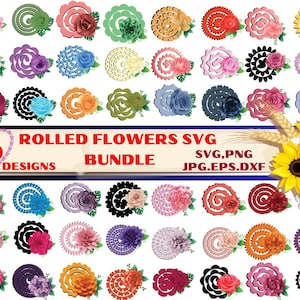 Rolled flowers SVG, 3d Flower SVG, Rolled Flower SVG, Paper Flower Svg,Digital Paper Svg,png, Jpg 300 dpi Gifts Decoration Digital Download