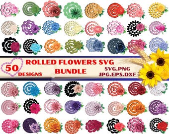 Rolled Paper Flower SVG Bundle: 3D Floral Designs (Digital Download)