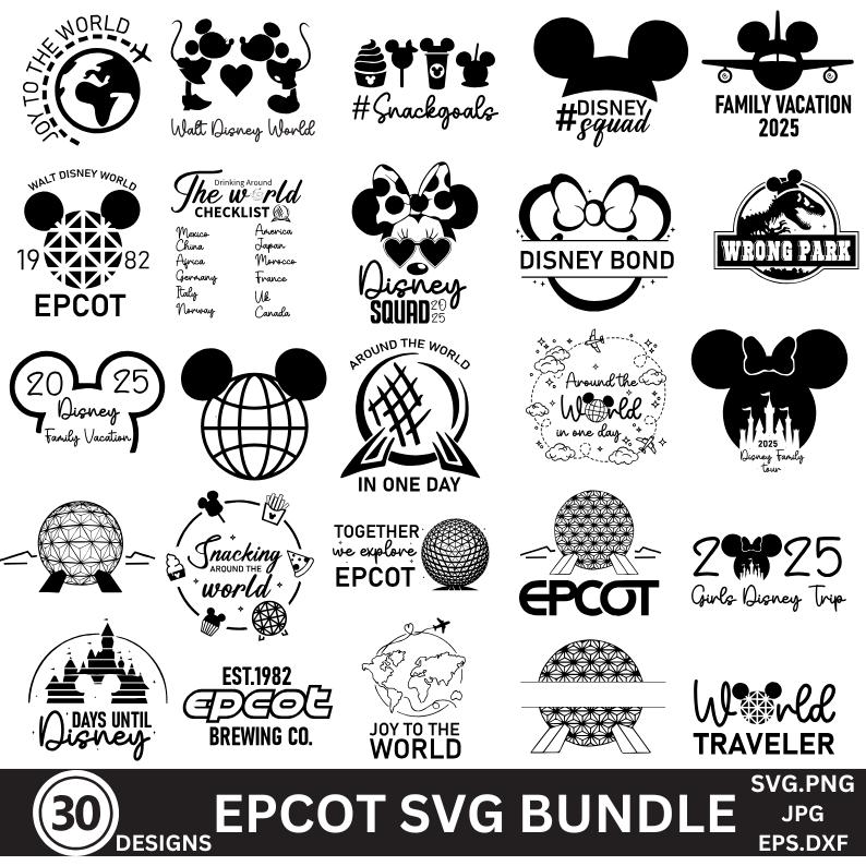 Epcot SVG Bundle, World Traveler SVG, Family Vacation SVG, Snacking Around the World, Girls Trip, Family Trip, World Svg, Instant Download.