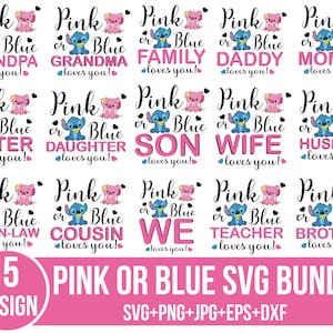 Rosa ou azul Nós te amamos svg, Rosa ou Azul Mamãe Papai Te Ama SVG, Camiseta Revelação de Gênero svg, Pegada de Bebê, Arquivo de Corte PARA Cricut
