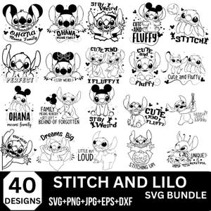 Stitch and Lilo svg bundle, Ohana svg,Stay Weird svg, silhouette svg, funny quate svg , stitch Tumbler svg, Cartoon Svg, Instant Download
