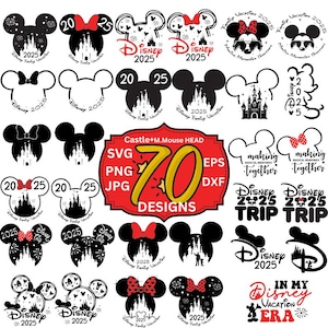 70 modèles de lot SVG château, princesse SVG, clipart château, tête de Mickey Mouse, Magic Kingdom SVG, fichiers coupés pour Cricut et Silhouette.