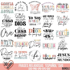 SVG-bundel met Spaanse religieuze zinnen: geloof, liefde, hoop (digitale download)