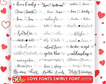 Valentine Love Heart Fonts Bundle | Romantic Typography Set