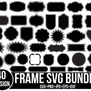 Label Rahmen SVG, Bundle, Banner Rahmen, Formen Rahmen, Rahmen Clipart, Rahmen Clipart, Schnittdateien für Cricut, Silhouette