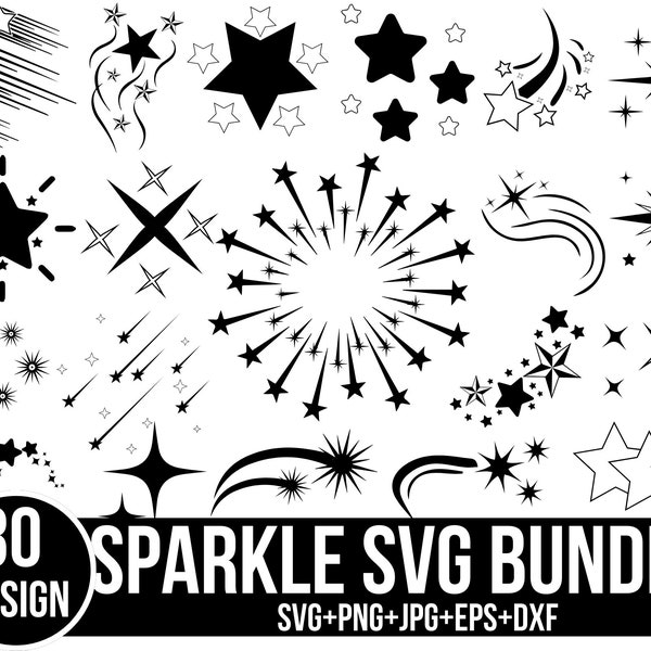 Sparkle svg bundle, Stars Sparkle Svg, Christmas Star svg, Night Star Svg, Shining Star SVG,  Twinkle Stars, Sparkle cut files, Silhouette