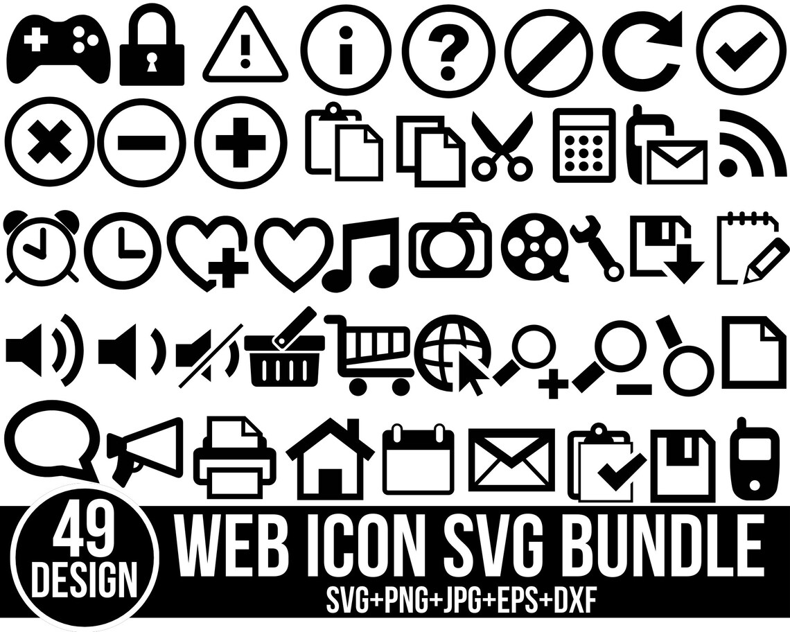 Black Web Icon Set, Essential Line Style Icons (svg, Png, Jpg, Dxf, Eps ...