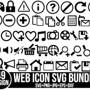 Black web icon svg, Web Icon Set, icon svg, blog icons, Mail icon svg, Essential Icons in Line Style, mobile icon svg, Cricut, Silhouette