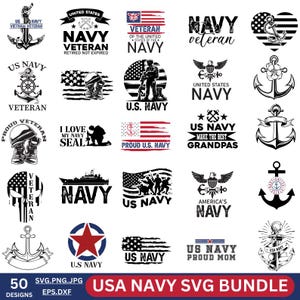 Paquete SVG de la Marina de EE. UU., Veterano de la Marina png, Marina de los Estados Unidos, Clipart vectorial de ancla jefe de la USN, Paquete de PNG militares, Mega paquete de 50 Svg