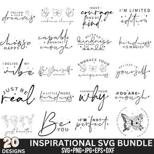 Motivierende SVG Bundle, positives Zitat SVG, Affirmation SVG, süßes inspirierendes SVG, Spruch SVG, PngDateien