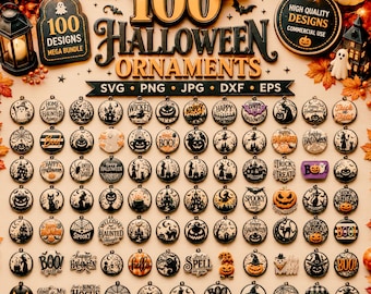 100 Halloween Ornament SVG Bundle | Laser Cut, Cricut Decor (Digital Download)