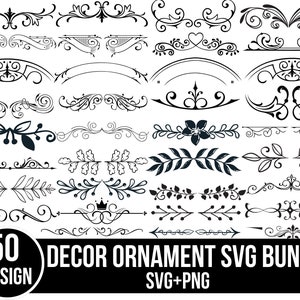 Lot de lignes décoratives svg, Svg floral, bordures Svg, ornements floraux Svg, s'épanouir Svg, Svg de séparateur de texte, fichiers de coupe pour Cricut, Silhouette