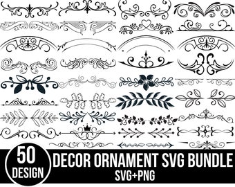 Floral Ornaments SVG Bundle: Decorative Lines, Borders, Flourishes (Cut Files)