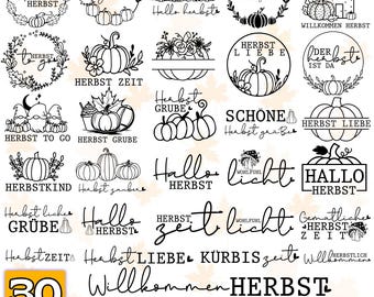German Autumn SVG Bundle: 30 Fall Designs (Cricut, Silhouette) (Instant Download)