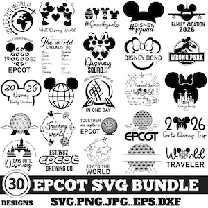 Epcot SVG Bundle, Disney World Vacation Designs (Instant Download)