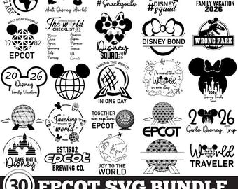 Epcot SVG Bundle, Disney World Vacation Designs (Instant Download)